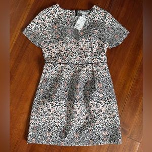 H&M floral structured fit and flair dress